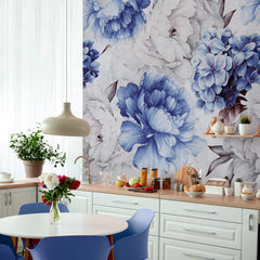 Carta da parati Ortensia Blu - cucina
