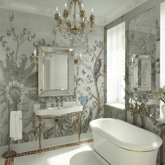 Carta da parati Tropical birds - bagno