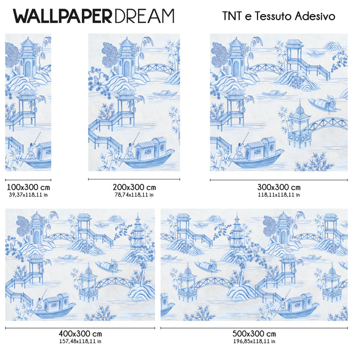 Carta da parati Pagode blu dimensioni TNT