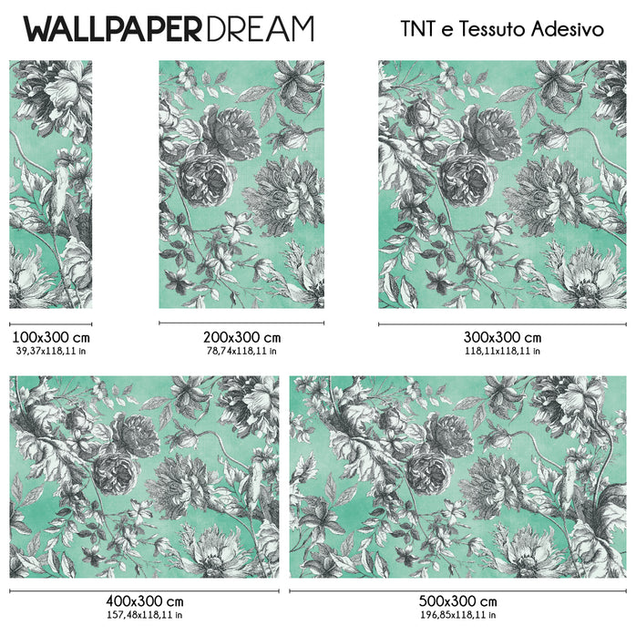 Carta da parati Incisione di fiori dimensioni TNT
