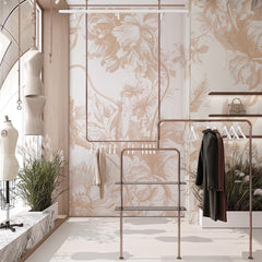 Carta da parati Incisione di fiori - esercizi commerciali