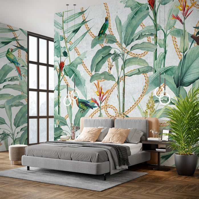 Carta da parati Tropical mint - camera da letto