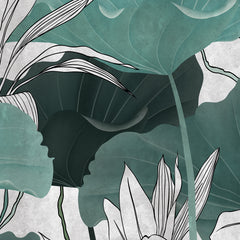 Papel pintado de jardín de loto