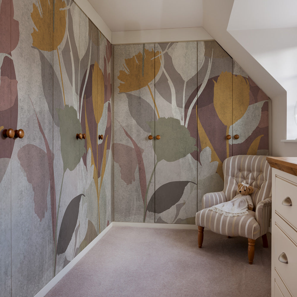 Carta da parati Silhouette floreale - mobili