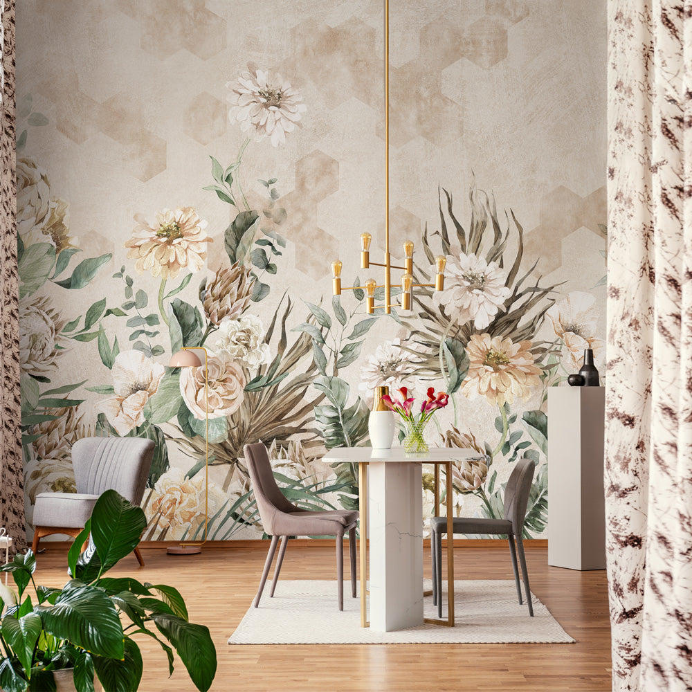 Carta da parati Giardino geometrico - sala da pranzo, soggiorno