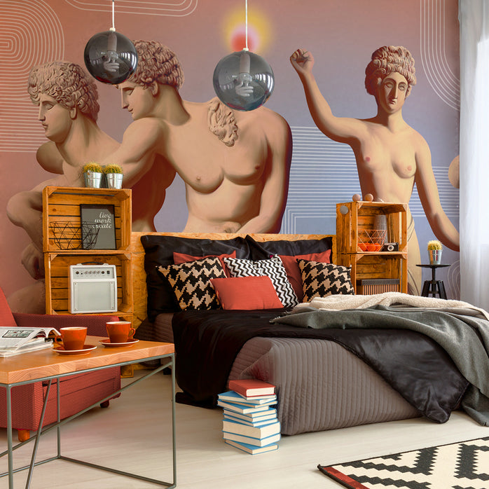 Carta da parati Classico Surrealista - camera da letto | rosa
