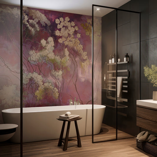 Carta da parati Flower Aura - bagno | rosa