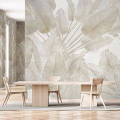 Carta da parati Geometric Palm beige - Sala da pranzo