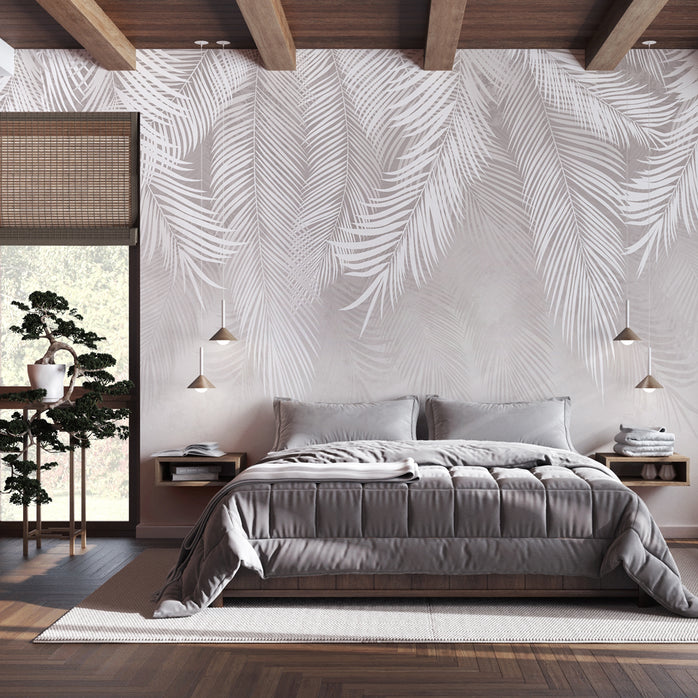 Carta da parati Chic Palms - camera da letto