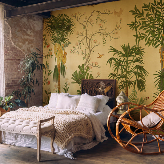 Carta da parati Giardino delle Delizie Gold - per camera da letto