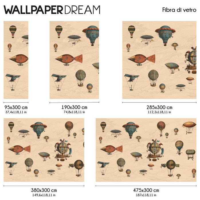 Carta da parati Vintage Balloons dimensioni Fibra di vetro