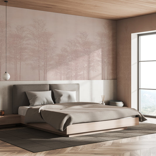 Carta da parati Bosco tenue - camera da letto