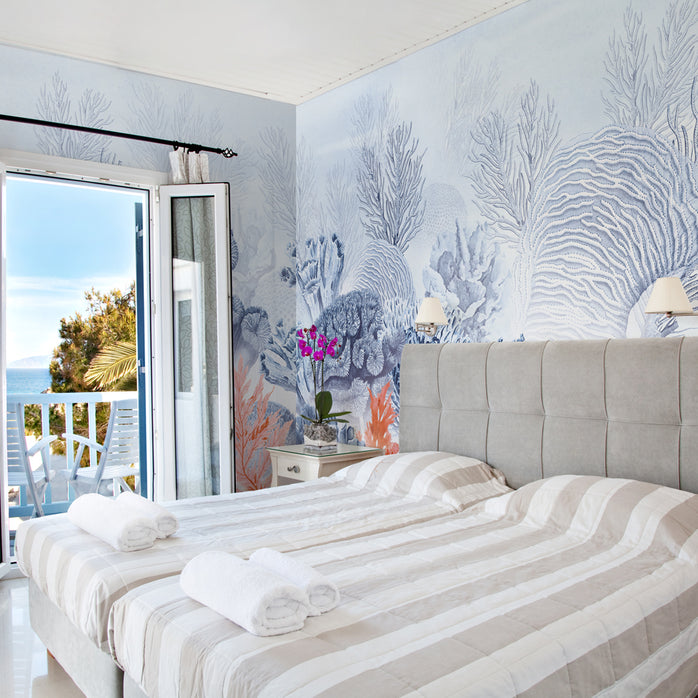 Carta da parati Blue sea - hotel, camera da letto