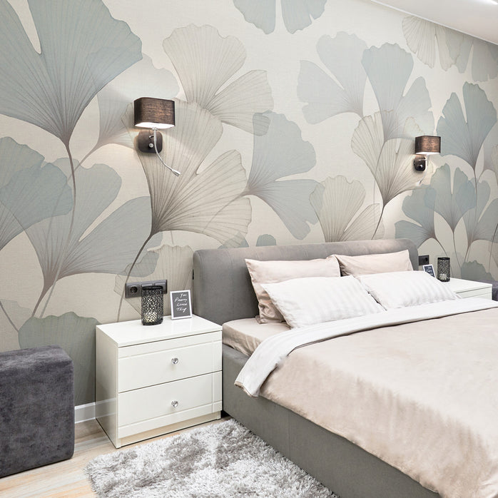 Carta da parati Ginko Essential Polvere - Camera da letto | blu