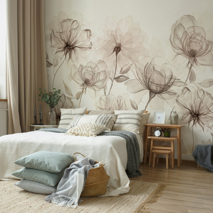 Carta da parati Fiori d'incanto - camera da letto