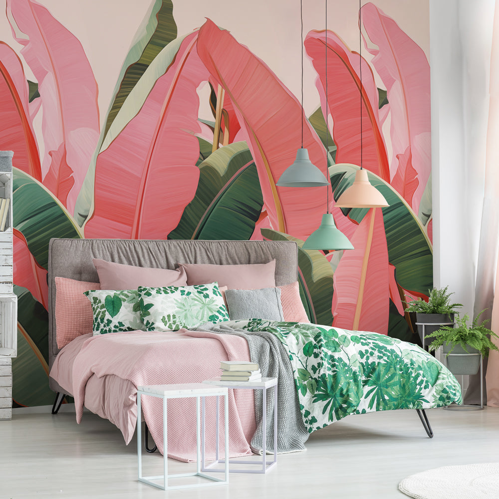 Carta da parati Tropic Pink - camera da letto