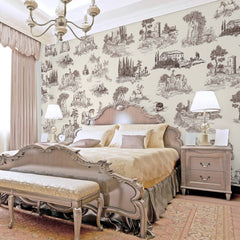 Carta da parati English Toile - camera da letto
