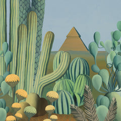 Papier Peint cactus et pyramides