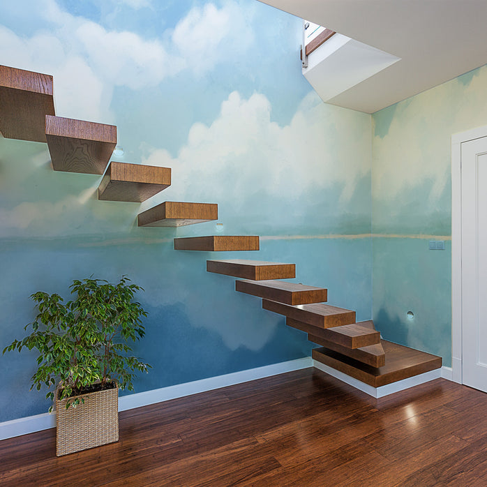 Carta da parati Soffici nuvole - scale, corridoio