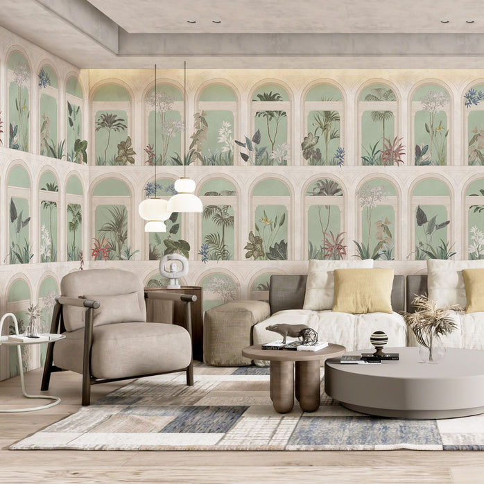 Carta da parati Loggia sull'Eden - soggiorno, esercizi commerciali | verde