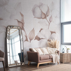 Carta da parati Fiocchi di cotone - soggiorno