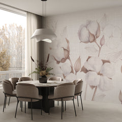 Carta da parati Fiocchi di cotone - sala da pranzo