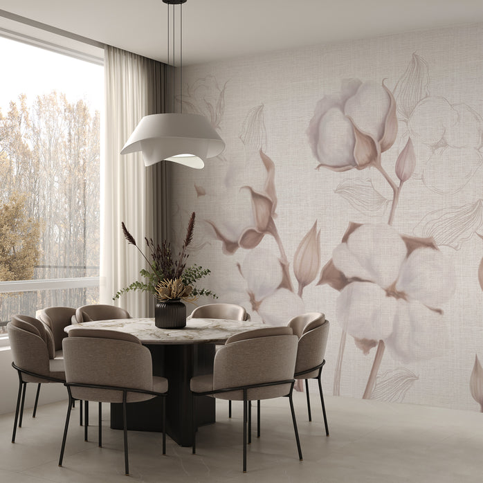 Carta da parati Fiocchi di cotone - sala da pranzo
