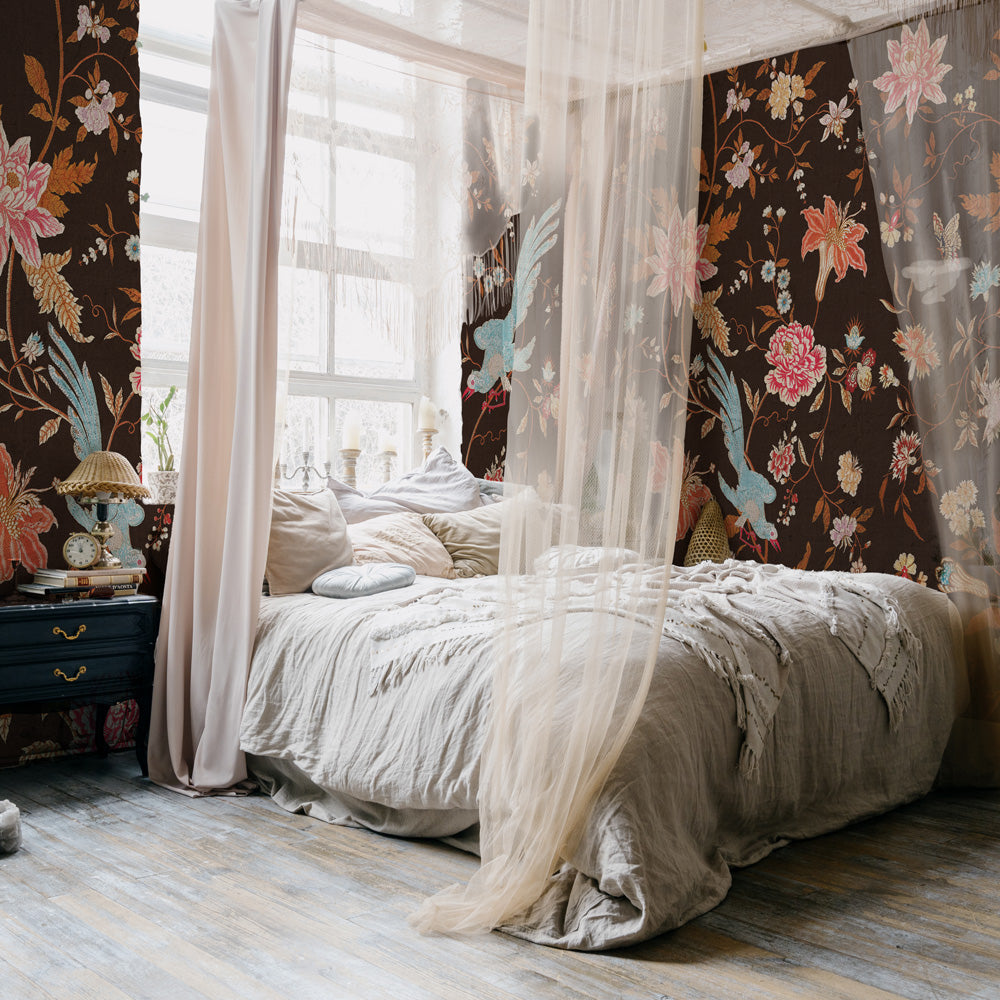 Carta da parati Chinoiserie notturna - camera da letto