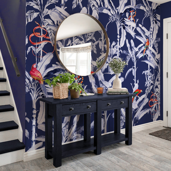 Carta da parati Giungla in blu - corridoio