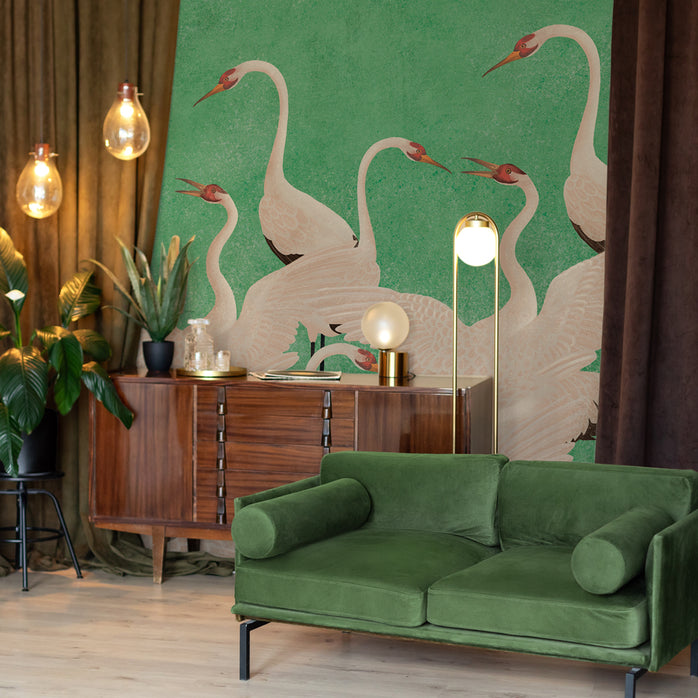 Carta da parati Aironi eleganti - soggiorno | verde