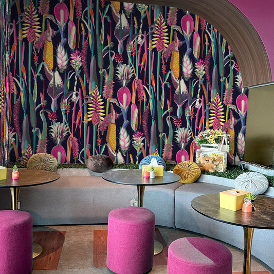 Carta da parati Tropicale in rosa - locali pubblici, esercizi commerciali
