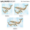 Papier peint Baleines en fleurs