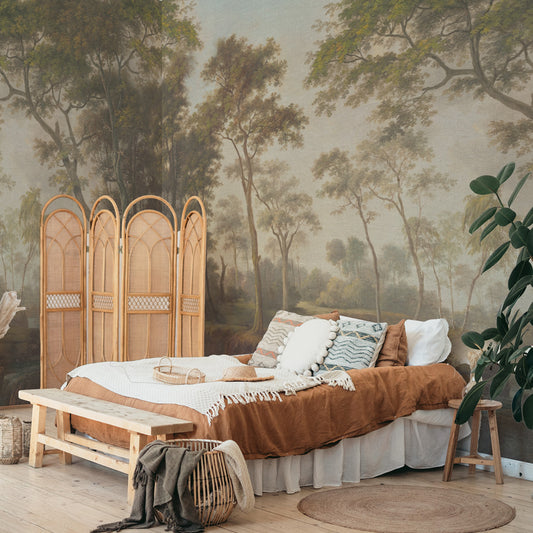 Carta da parati Foresta Vintage - camera da letto