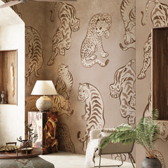 Carta da parati Tigri artistiche - soggiorno | beige