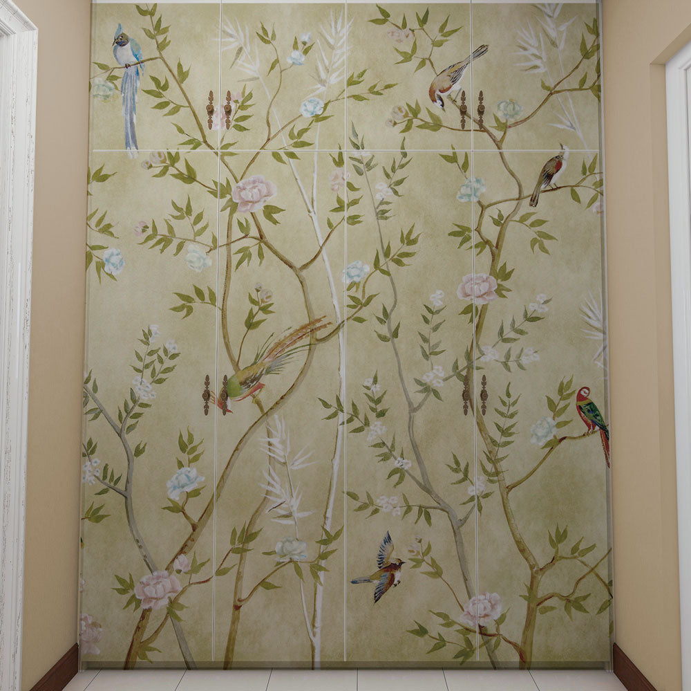 Carta da parati Chinoiserie dorata - mobili