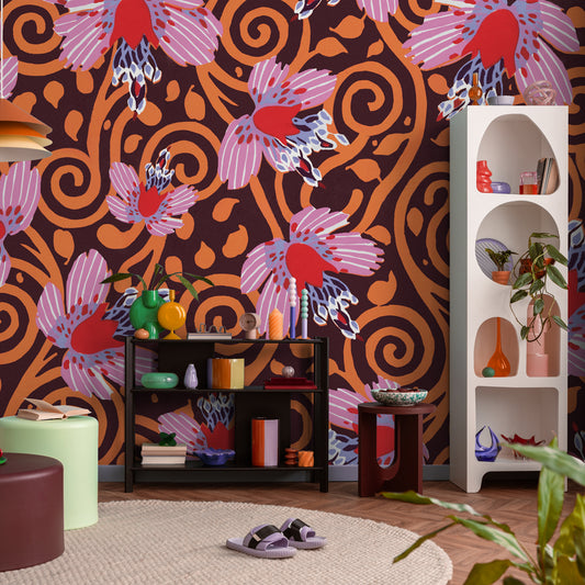 Carta da parati Optical orchidea - soggiorno