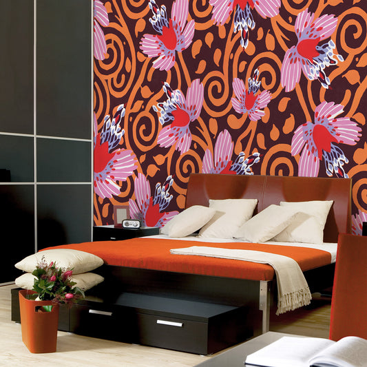 Carta da parati Optical orchidea - camera da letto