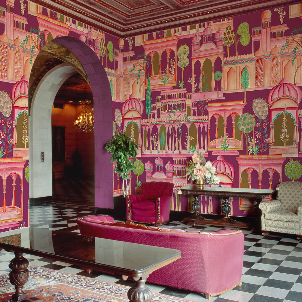 Carta da parati Città d'Oriente - soggiorno | rosa