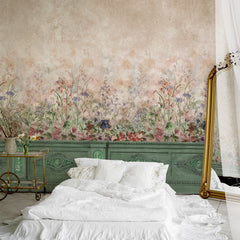 Carta da parati Boiserie floreale - camera da letto