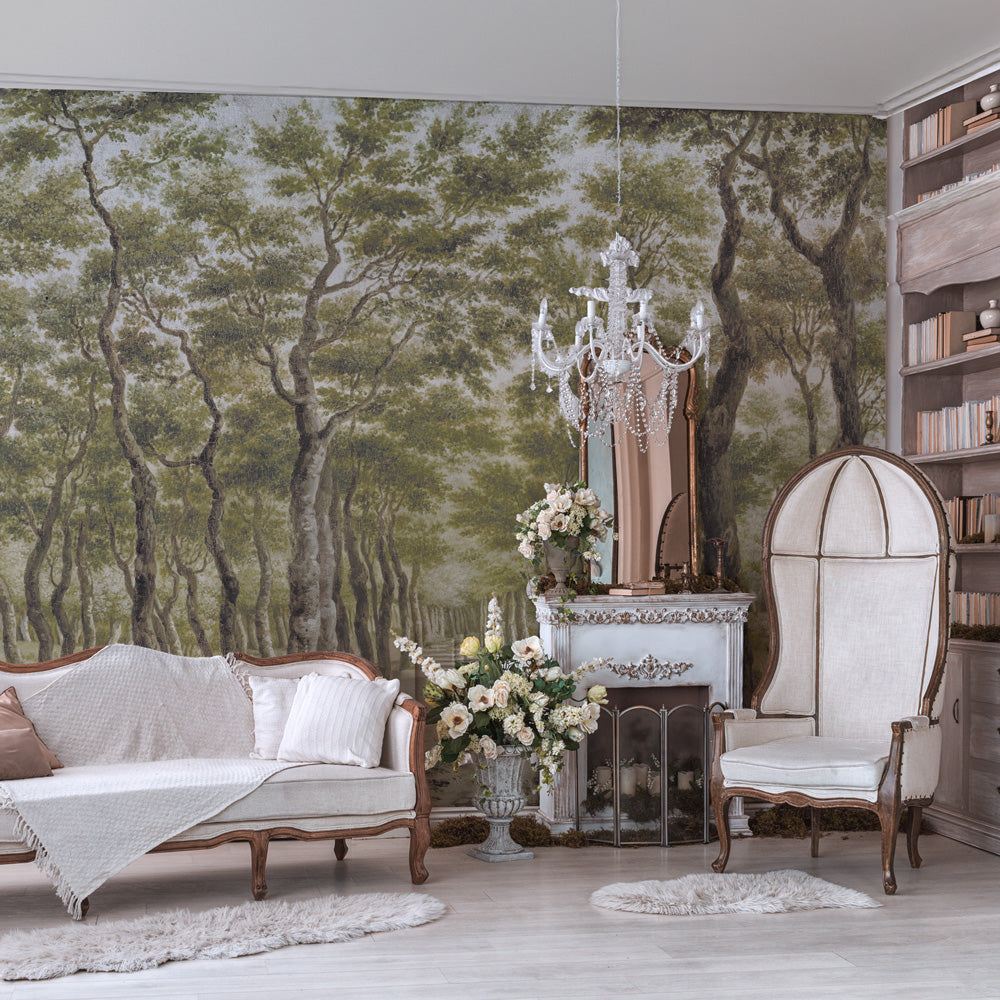Carta da parati Cortile alberato - soggiorno