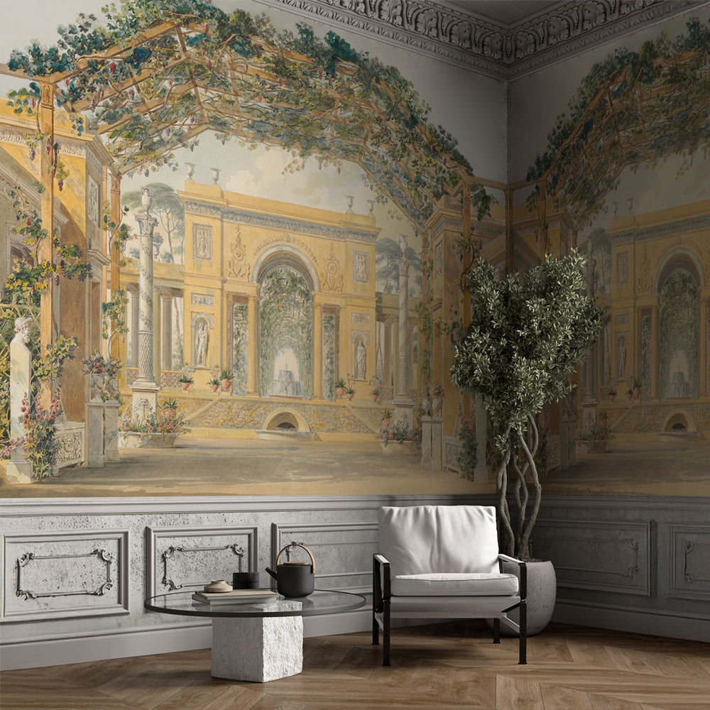 Carta da parati Porticato sul giardino - soggiorno