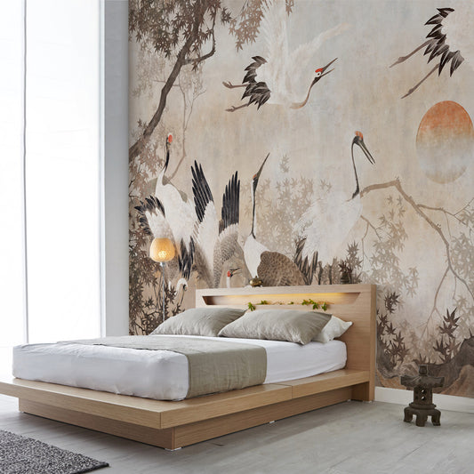 Carta da parati Bosco degli aironi - camera da letto