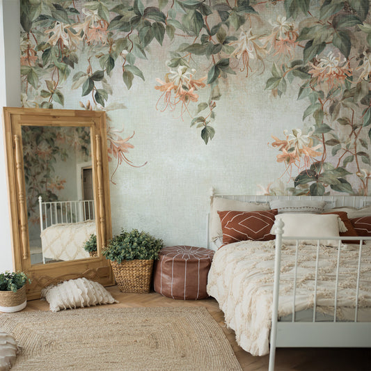 Carta da parati Cascata di Fiori - camera da letto