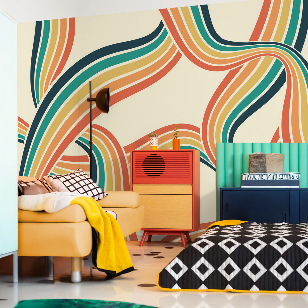 Carta da parati Tracciati colorati - camera da letto