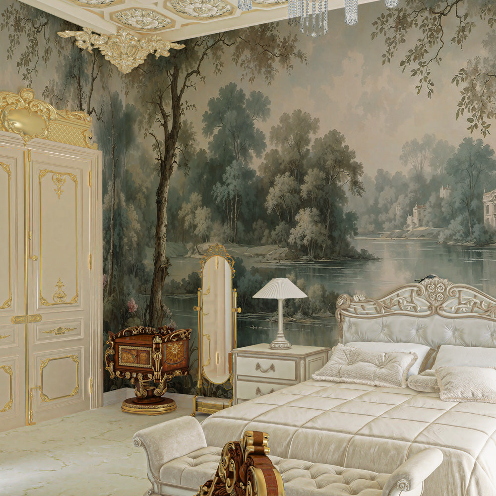 Carta da parati Villa del lago - camera da letto