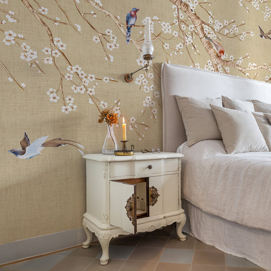 Carta da parati Fiori di neve - camera da letto