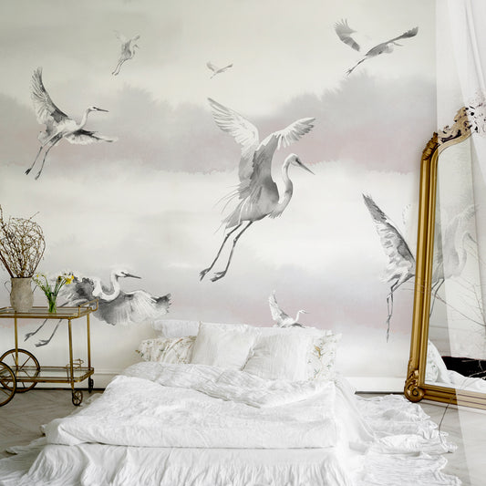 Carta da parati Aironi in cielo - camera da letto