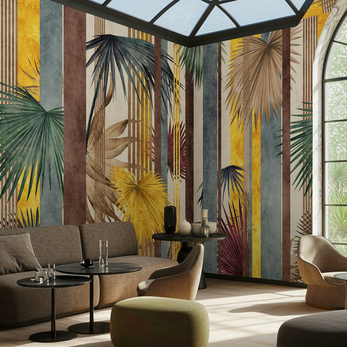 Carta da parati Tropical Gold - soggiorno, ufficio
