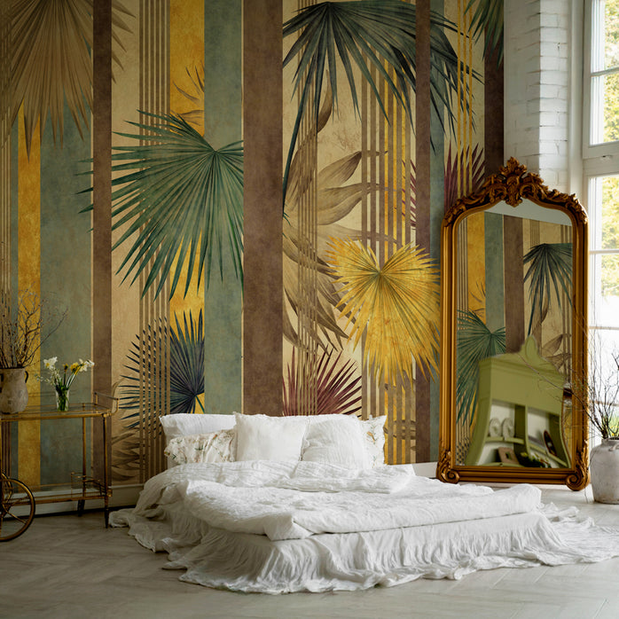 Carta da parati Tropical Gold - camera da letto, hotel
