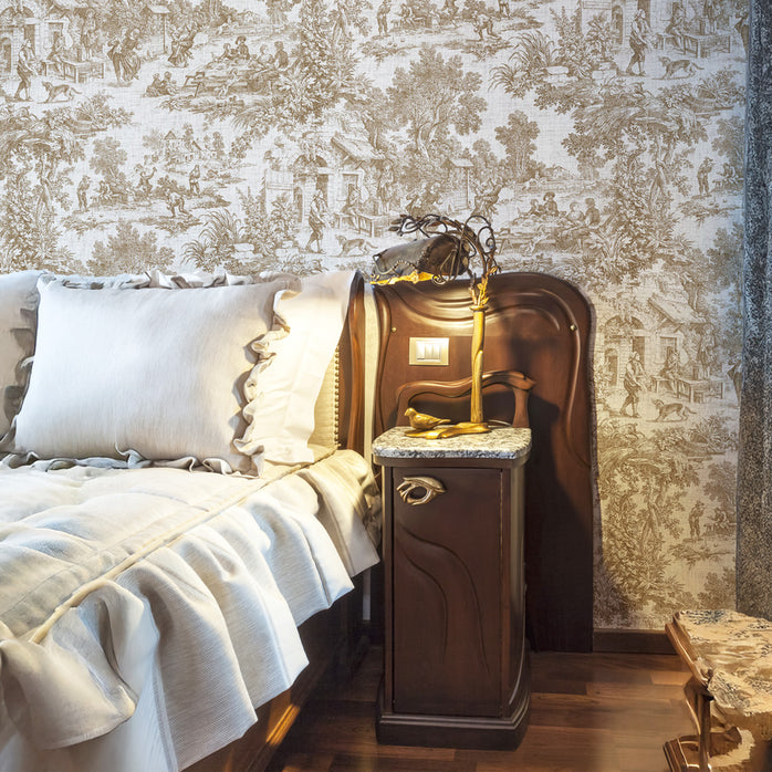 Carta da parati Toile bucolica - camera da letto | beige